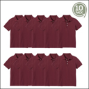 Burgundy (5-Pack) 10 10-Pack School Uniform Tagless Polo Tshirt for Little Boys & Big Boys
